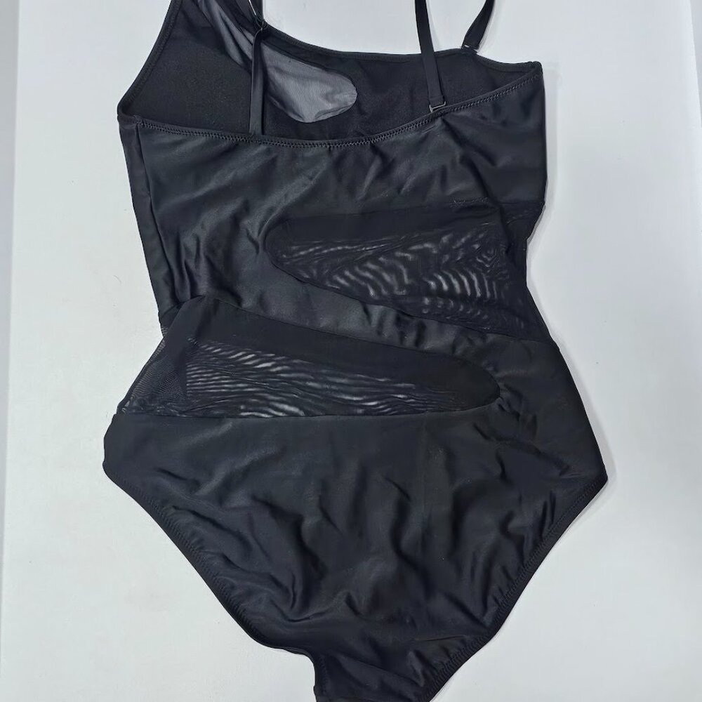 Bar III One-Shoulder Mesh Cutout Swimsuit - Picture 6 of 9